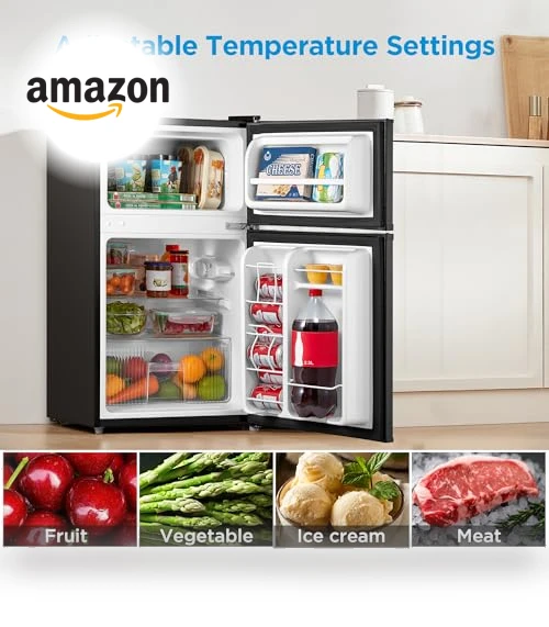 Double Door Mini Fridge with Freezer — Mini Fridges, Midea