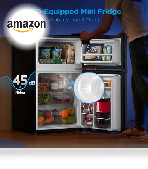 Double Door Mini Fridge with Freezer — Mini Fridges, Midea