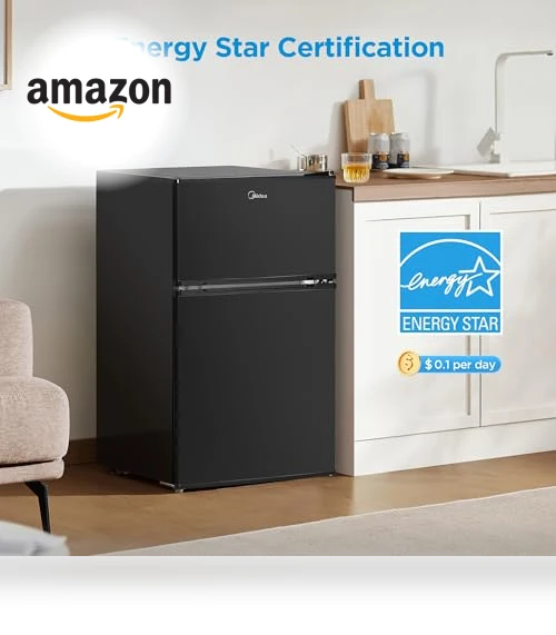 Double Door Mini Fridge with Freezer — Mini Fridges, Midea