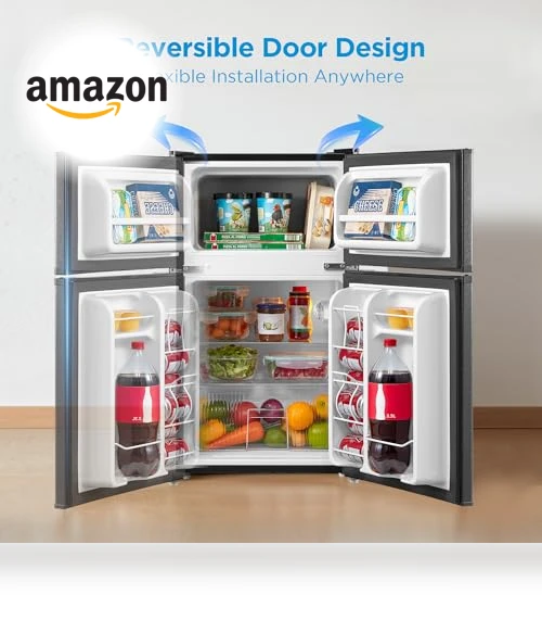 Double Door Mini Fridge with Freezer — Mini Fridges, Midea