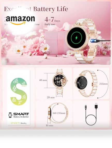 Elegant AMOLED Smartwatch for Women — Smartwatches, ESFOE