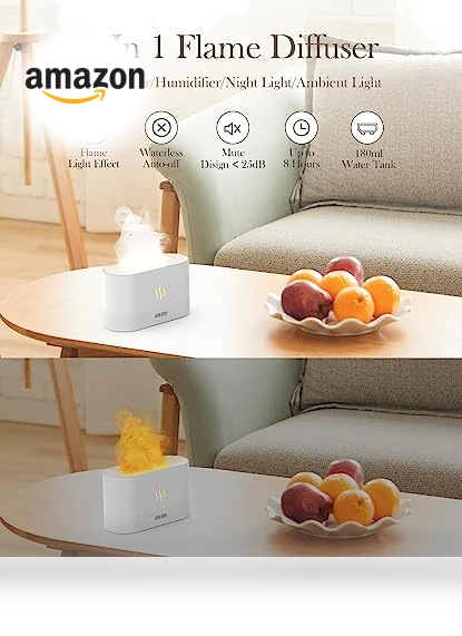 Essential Oil Diffuser and Humidifier with Flame Light — Diffusers, Aegci