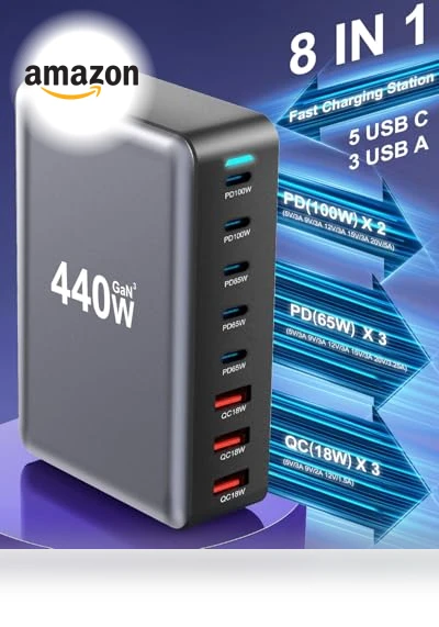 Fast USB C GAN Charger Block 8 Port Charging Station — Chargers, Shenzhen Jiuzhou Amazon Industrial Co. Ltd