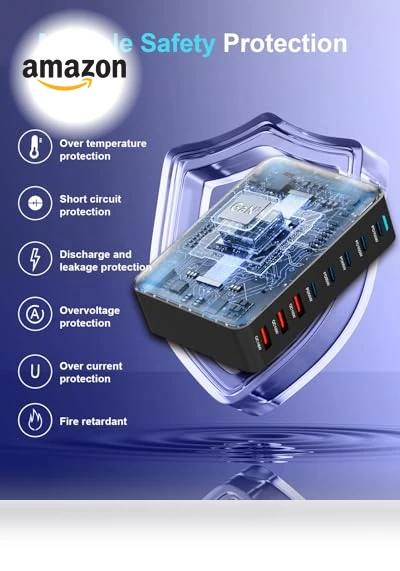 Fast USB C GAN Charger Block 8 Port Charging Station — Chargers, Shenzhen Jiuzhou Amazon Industrial Co. Ltd