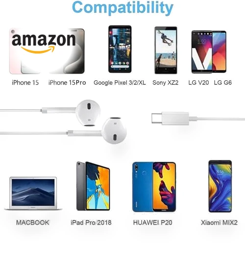 USB C Headphones Wired — In-Ear Headphones, Toperson