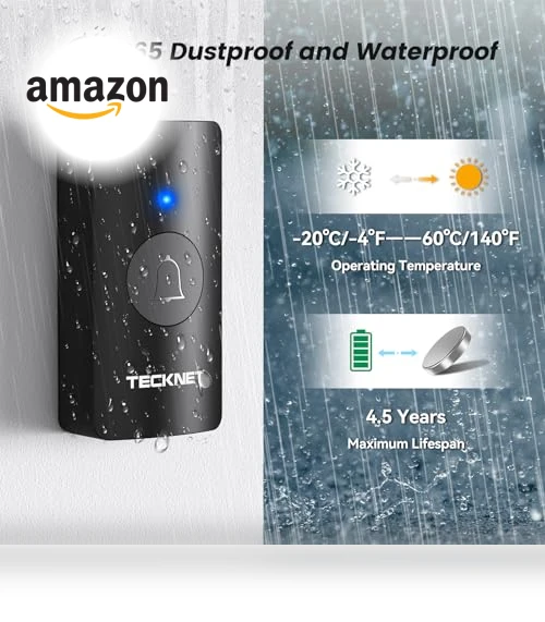 Wireless Doorbell — Push Buttons, TECKNET