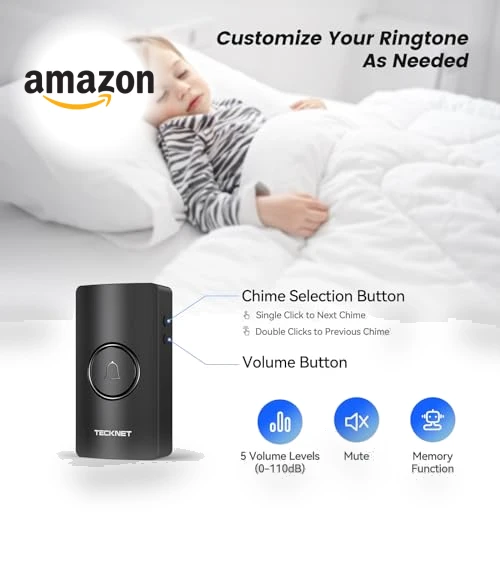 Wireless Doorbell — Push Buttons, TECKNET
