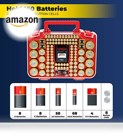 Battery Organizer Storage Case with Tester — Holders, Ontel