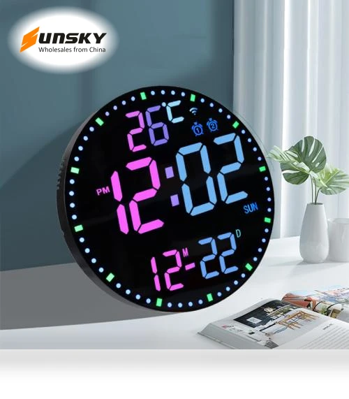 Digital Wall Clock with RGB Light — Alarms & Clocks