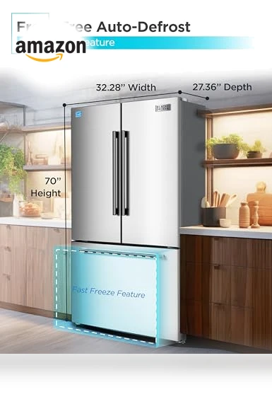 French Door Refrigerator with Built-in Ice Maker — Cooling Solutions, BLACK+DECKER