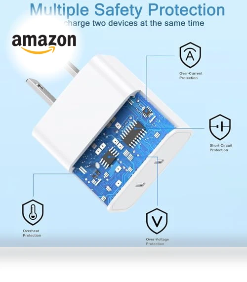 PD Dual USB C Charger Block with 10FT Woven Cable — Chargers, Shenzhen Huangyingjia Technology Co., Ltd.