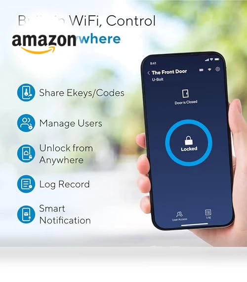 U-Bolt WiFi Smart Lock with Door Sensor — Smart Home Security, ULTRALOQ