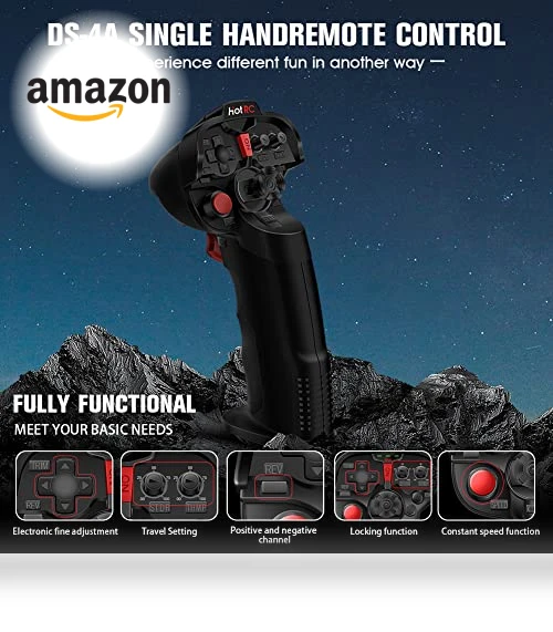 4 Channel Single Hand RC Radio Transmitter — Speed Controllers, HOTRC