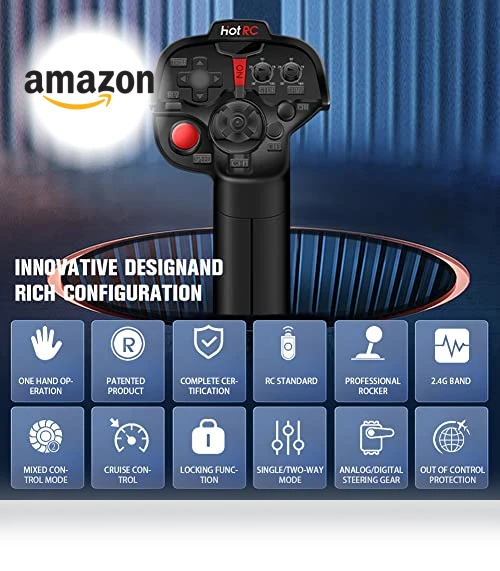 4 Channel Single Hand RC Radio Transmitter — Speed Controllers, HOTRC