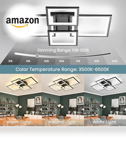 Square LED Flush Mount Ceiling Light — Overhead Lighting, EIDISUNY