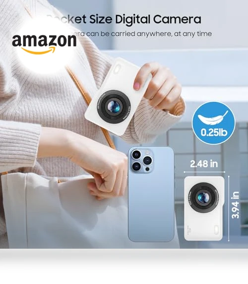 64MP FHD Dual Lens Autofocus Point and Shoot Digital Camera — Compact Digital Cameras, TZZPL