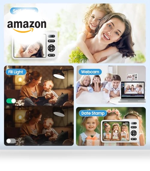 64MP FHD Dual Lens Autofocus Point and Shoot Digital Camera — Compact Digital Cameras, TZZPL
