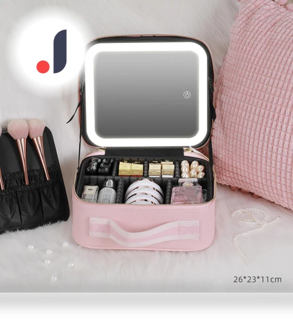 Smart LED Cosmetic Bag with Mirror — Cosmetic Cases, Wood God