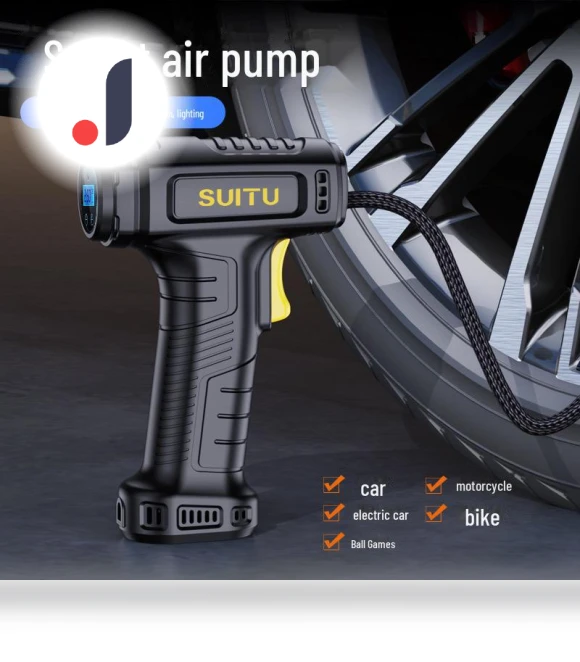 Portable Wireless Car Air Pump with Digital Display and Emergency Light — Inflation Devices, AI Supermarket