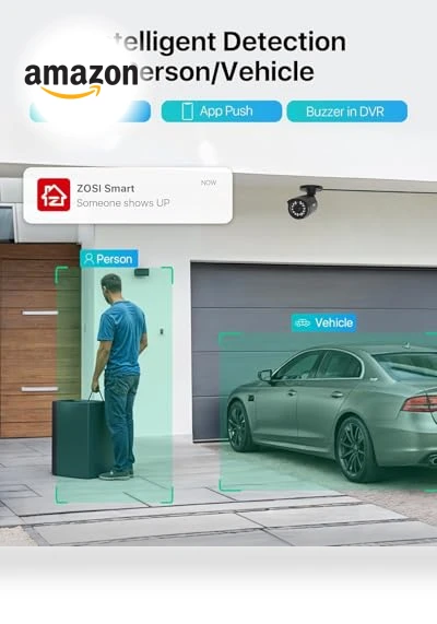 16CH Security Camera System with AI Human Vehicle Detection — Smart Home Security, ZOSI
