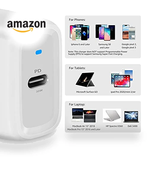 30W One-Port GaN USB-C Wall Charger — Chargers, Amazon Basics