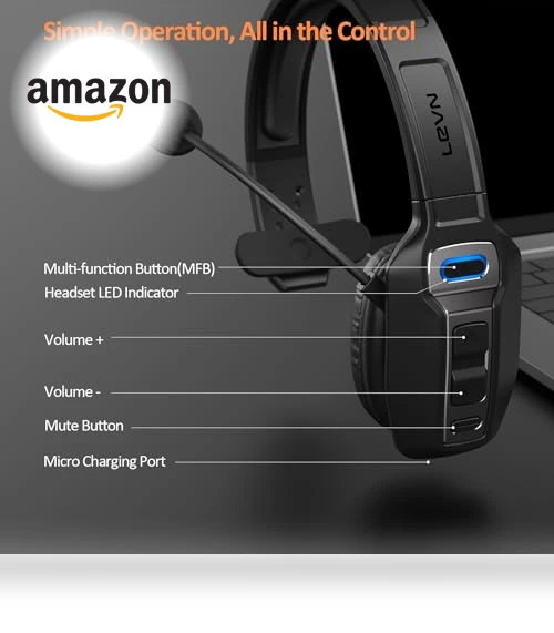 Bluetooth Headset with Microphone — Headsets, LEVN