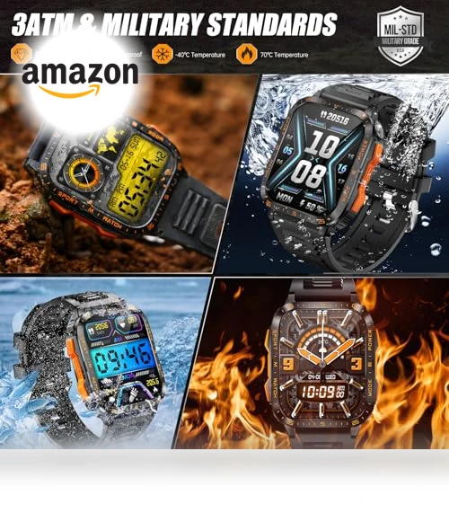 Military Smart Watch with LED Flashlight/UV Light — Smartwatches, LaNikar