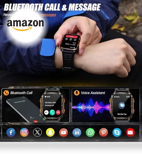 Military Smart Watch with LED Flashlight/UV Light — Smartwatches, LaNikar