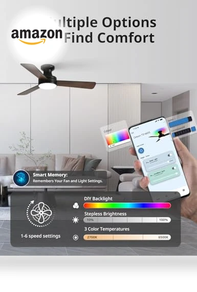 Smart Ceiling Fan with Lights — Ceiling Fan Wall Controls, Orison