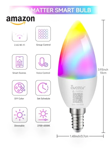 Smart Light Bulb Candelabra — LED, Avatar Controls