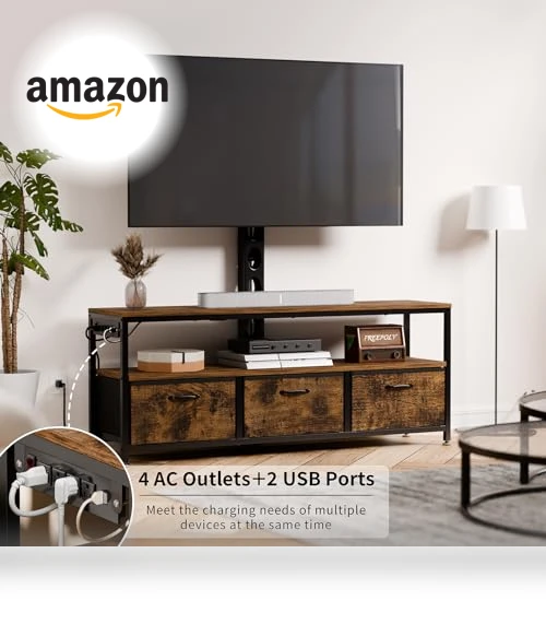 TV Stand with Mount and Power Outlet — Stands, JUSTOGO