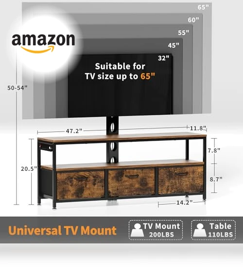 TV Stand with Mount and Power Outlet — Stands, JUSTOGO