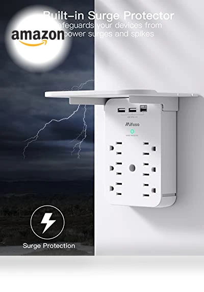 Wall Outlet Extender with Surge Protector — Multi-Outlets, mifaso