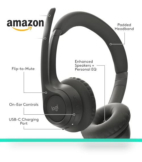 Wireless Bluetooth Headset with Noise-Canceling Microphone — Headsets, Logitech
