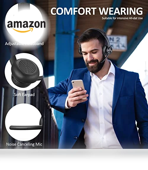 Wireless Headphones with Noise Cancelling Microphone — In-Ear Headphones, EKVANBEL