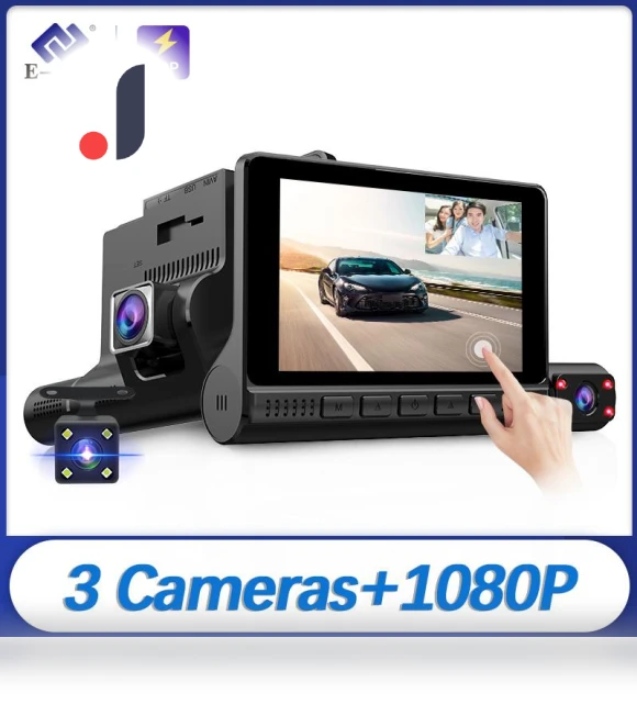 3 Lens Camera 4.0-inch Touch Screen Car Dash Cam — Dashboard Cameras, E-ACE