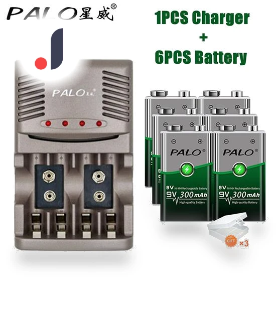 Ni-CD Ni-MH 9V Rechargeable Battery with Smart Charger — Chargers, PALO