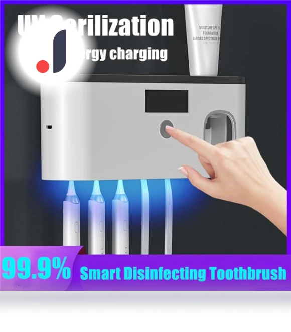 UV Toothbrush Holder with Smart Toothpaste Dispenser — Toothbrush Holders, Easy Beauty Home