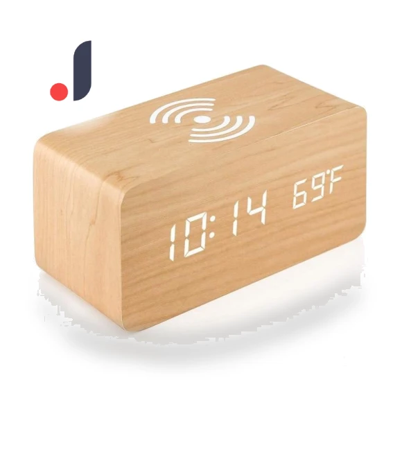 Multifunctional LED Alarm Clock with Wireless Charging Dock and Temperature Display — Alarm, Factory Discount Outlet