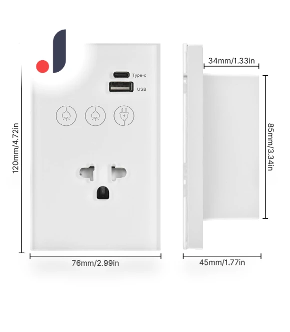 WiFi Wall Touch Light Switch with USB Type-C Outlet — Outlet Switches, Neoglint