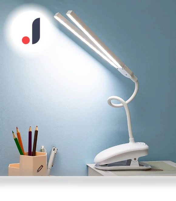 Dual Head LED Desk Lamp with Clamp and Touch Control — Study & Desk Lighting, Elegant Living House