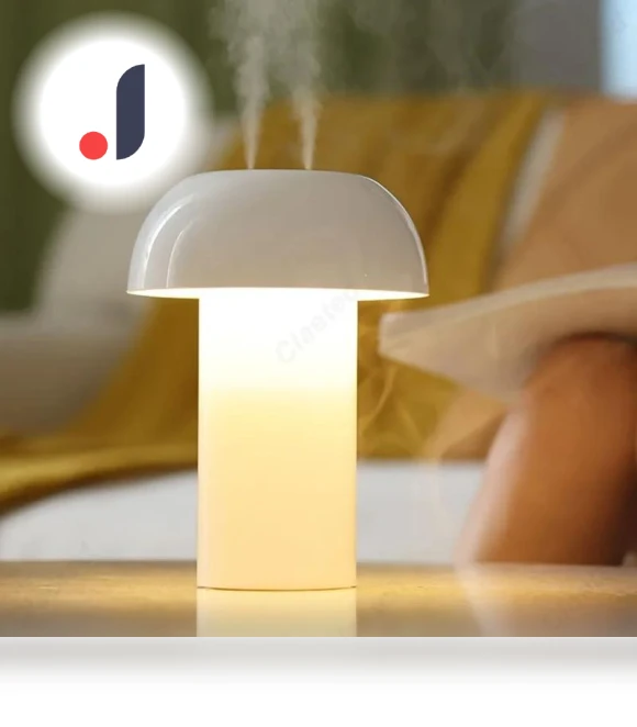 Touch Control Mushroom Table Lamp Humidifier Night Light — Air Moisturizers, Elegant Living House