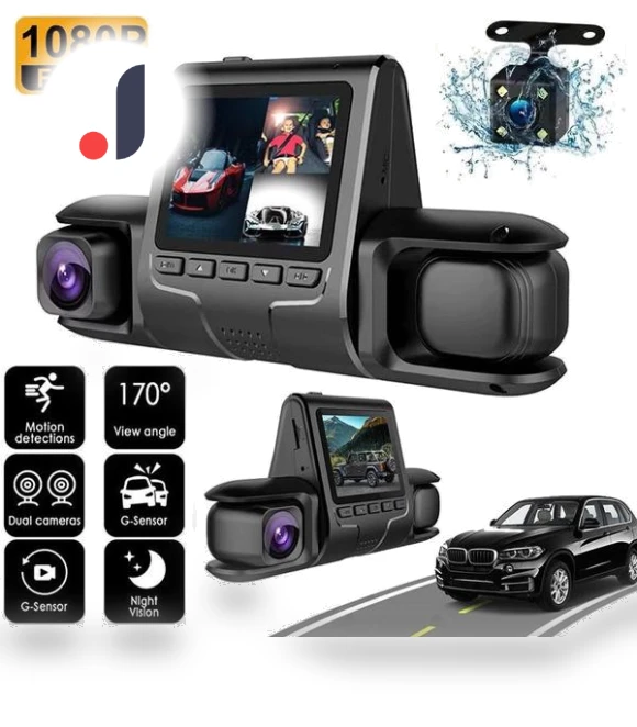 3-Lens Dash Cam Front and Inside 1080P — Dashboard Cameras, Fugare