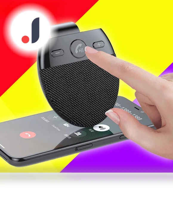 Bluetooth Car Kit with HD Voice and Sun Visor Speaker — Wireless Car Connectivity, AI Supermarket