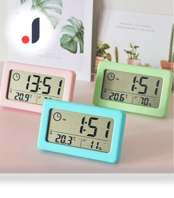 Digital LCD Display Silent Desk Clock with Temperature Sensor — Clocks, Rainbow Rain