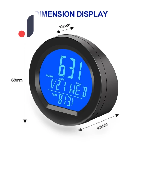 Solar Power Car Clock Thermometer with Backlight — Clock, RuJia Home Decor