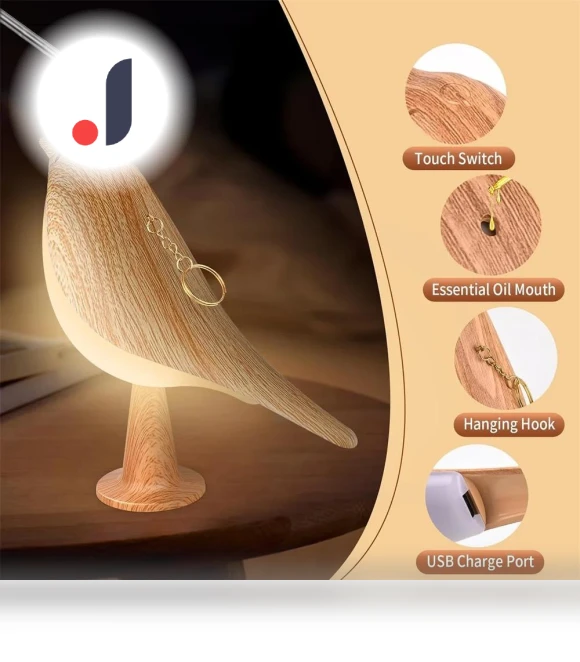 3-Color LED Bird Lamp with Touch Control — Night Lights, AE Selection