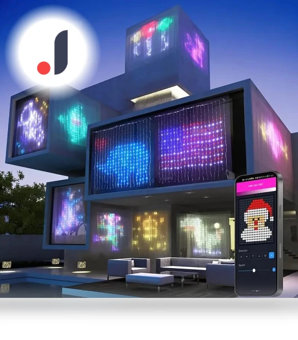 Smart Curtain App, Garland, 400 LEDs, Hanging Garland, Programmable Pattern and Text, Music Sync for Wedding or Party... — Lanterns, Rainbow Rain