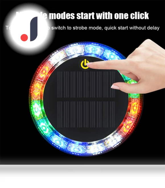 Solar Warning Light with Touch Control — Vehicle Safety Signals, JOHO