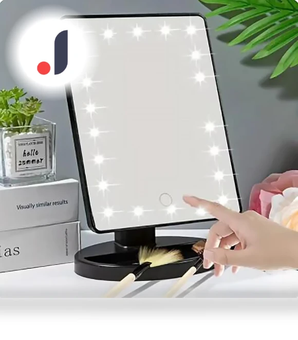 Square Cosmetic Mirror with Light — Compact & Travel, Build My Home